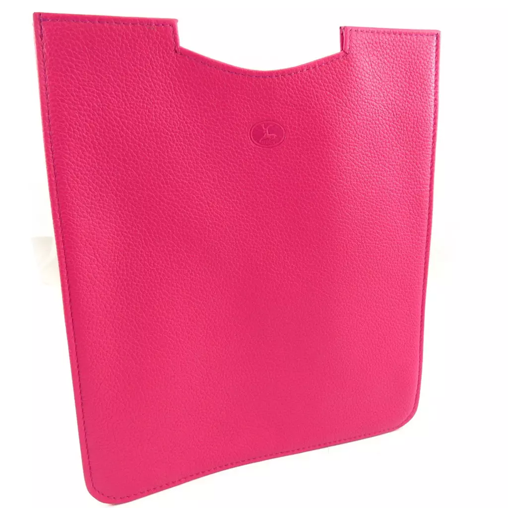 les trésors de lily Etui tablette cuir 'Frandi' rose bonbon grainé 26x22 cm [K1326]