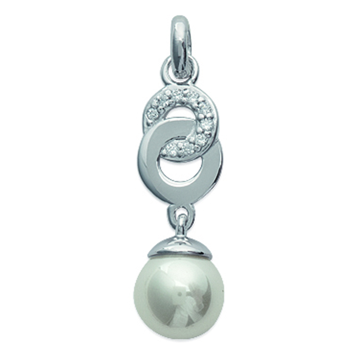 Pendentif Argent \'Sissi\' blanc argenté (rhodié) - 25x8 mm - [K1427]