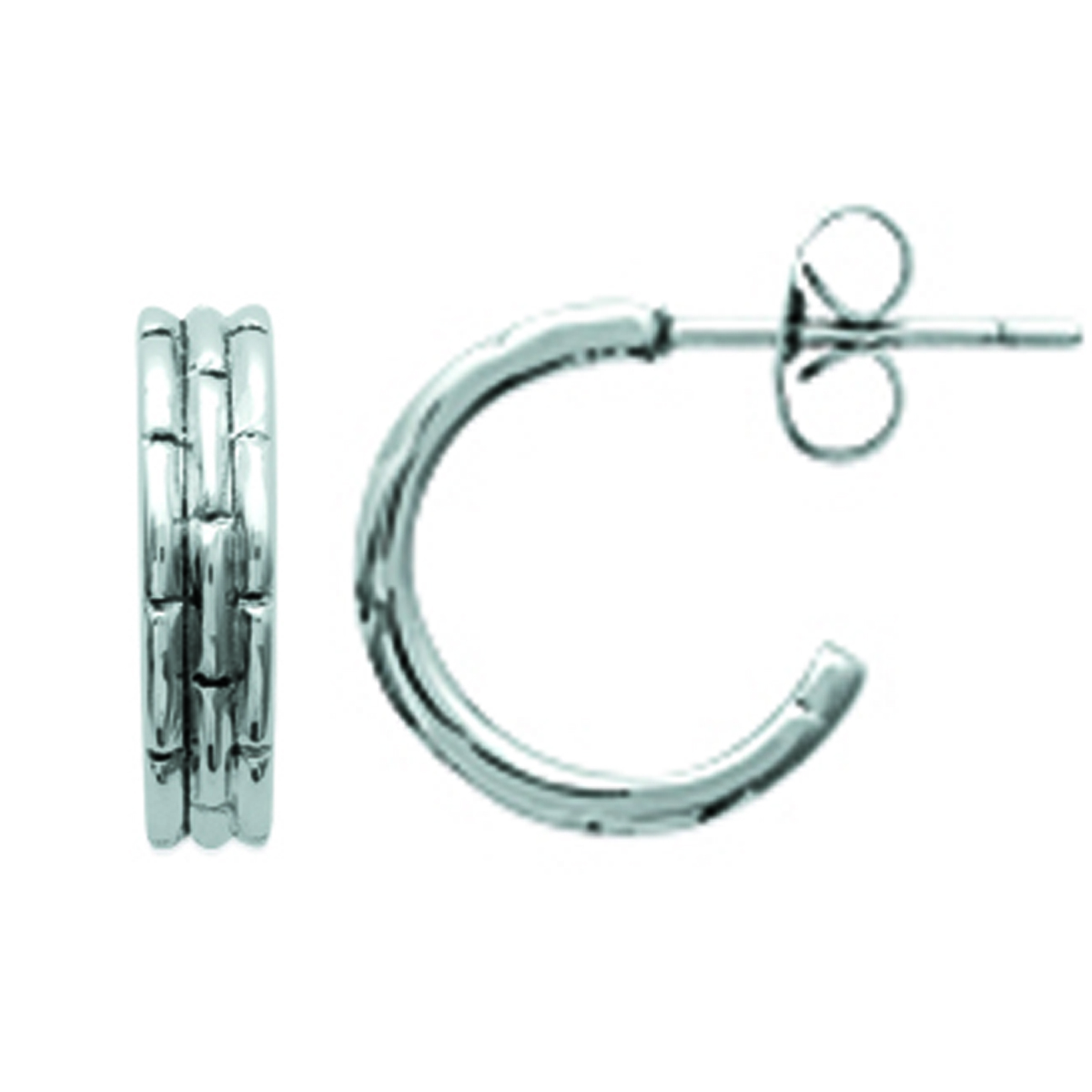 Créoles Acier \'Chorégraphie\' argenté - 15 mm 3 mm - [K3807]