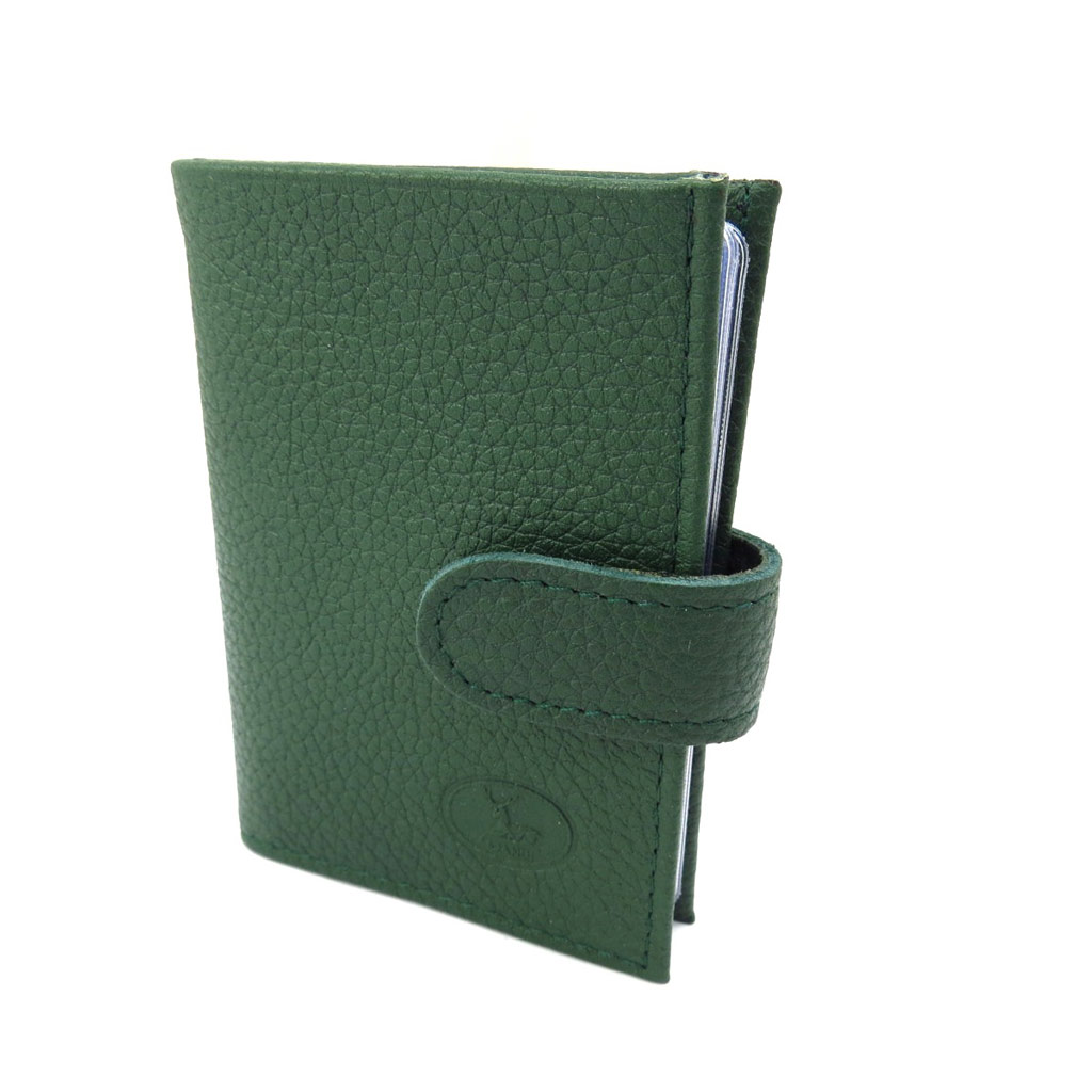 Porte-cartes Cuir \'Frandi\' vert grainé - [K3973]
