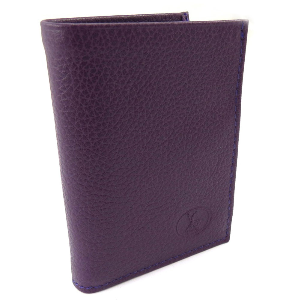 Porte-cartes Cuir \'Frandi\' violet grainé - [K3981]