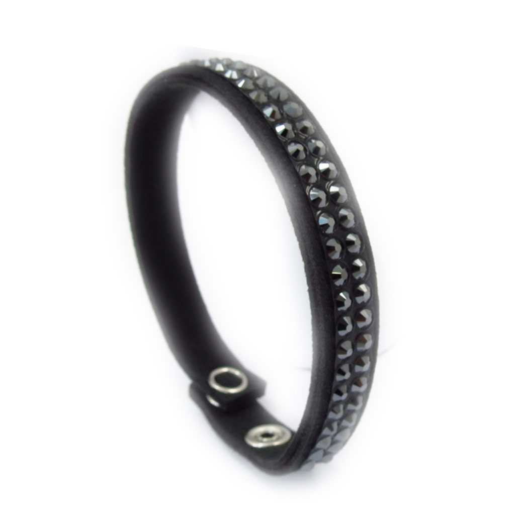 Bracelet créateur \'Déesse\' noir (Crystal) 9 mm - [K4117]
