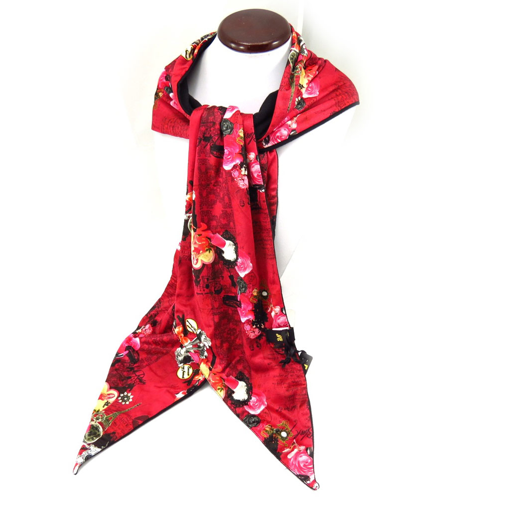 Echarpe créateur \'Parisienne\' rose rouge - [K5758]