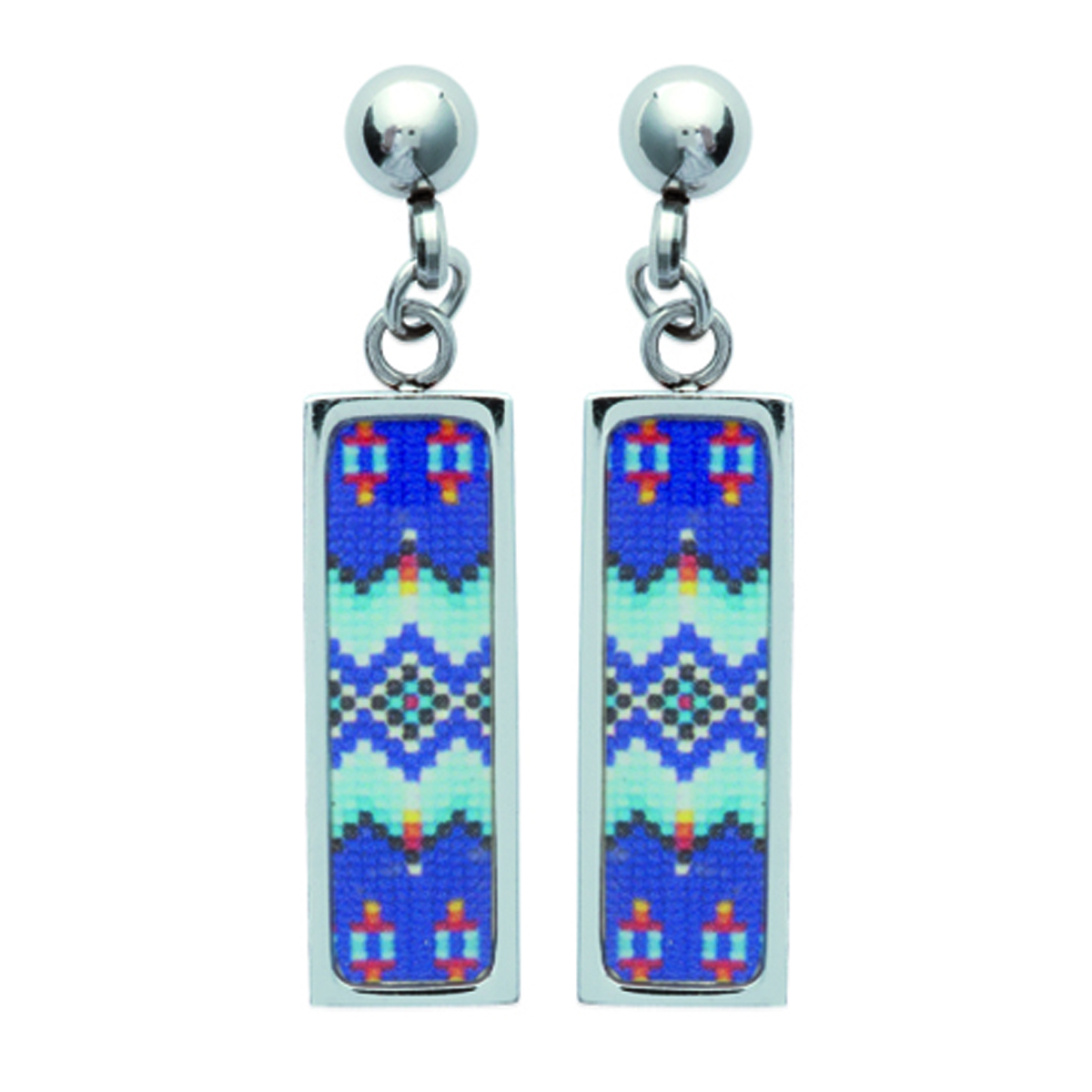 Boucles acier \'Cheyennes\' bleu argenté - 33x8 mm - [K5904]