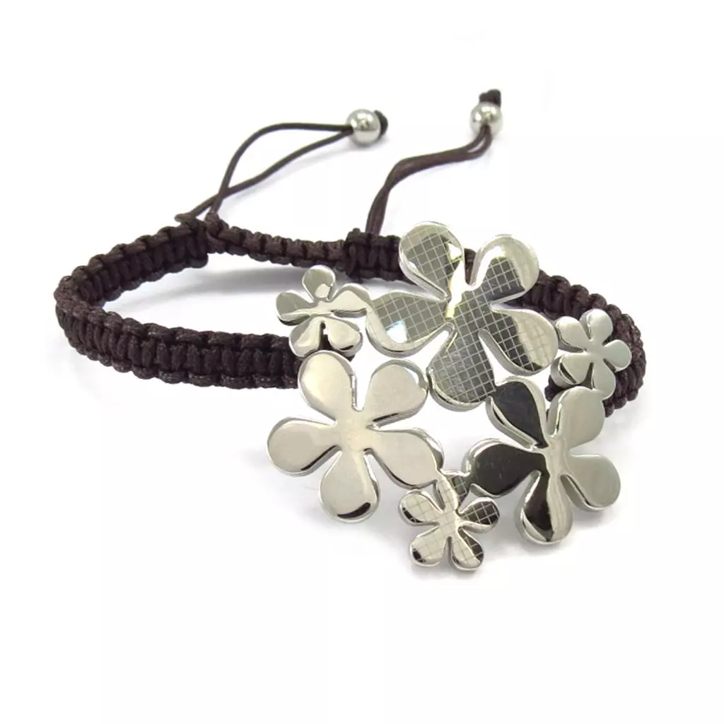 les trésors de lily Bracelet acier 'Flora' marron argenté 35x40 mm [K6007]