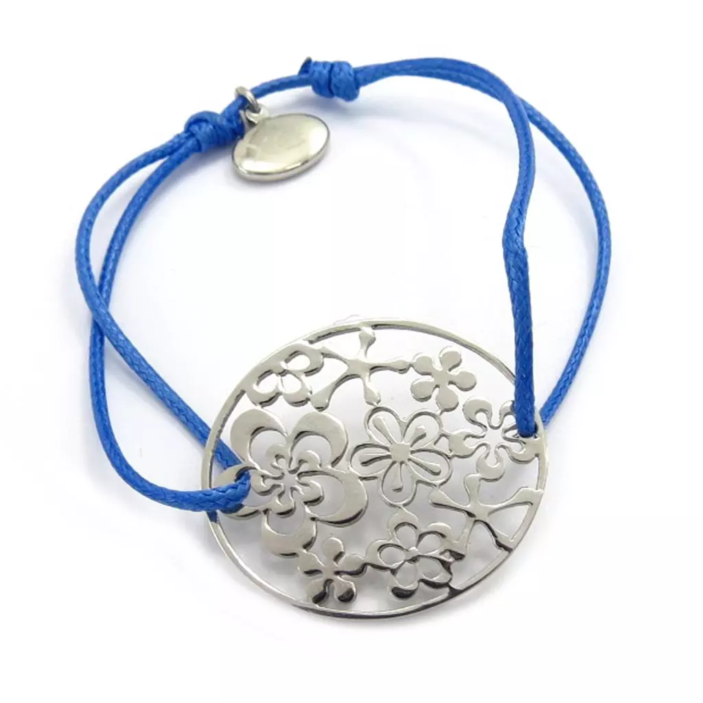 les trésors de lily Bracelet acier 'Flora' bleu argenté 28x25 mm [K6015]