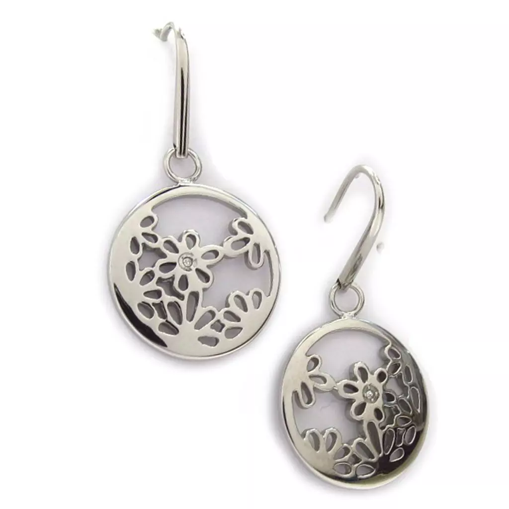 les trésors de lily Boucles acier 'Calypso' argenté (fleur) [K6023]