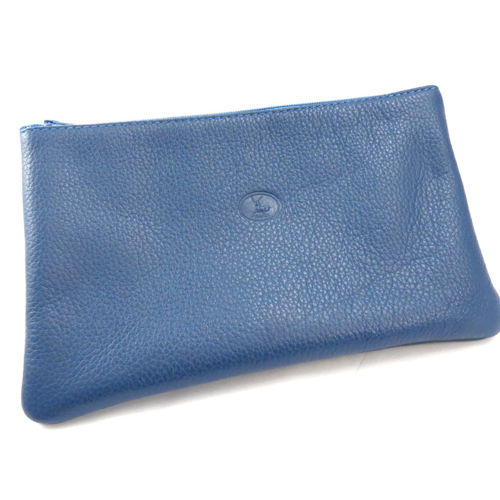 Trousse à maquillage Cuir \'Frandi\' bleu foncé grainé - [K6080]