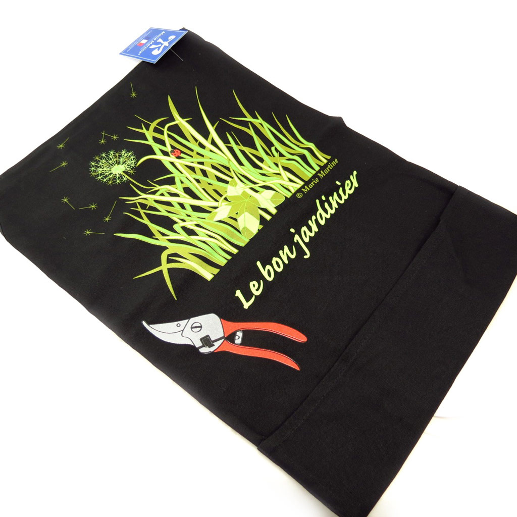 Tablier créateur \'Le Bon Jardinier\' noir - [K6227]