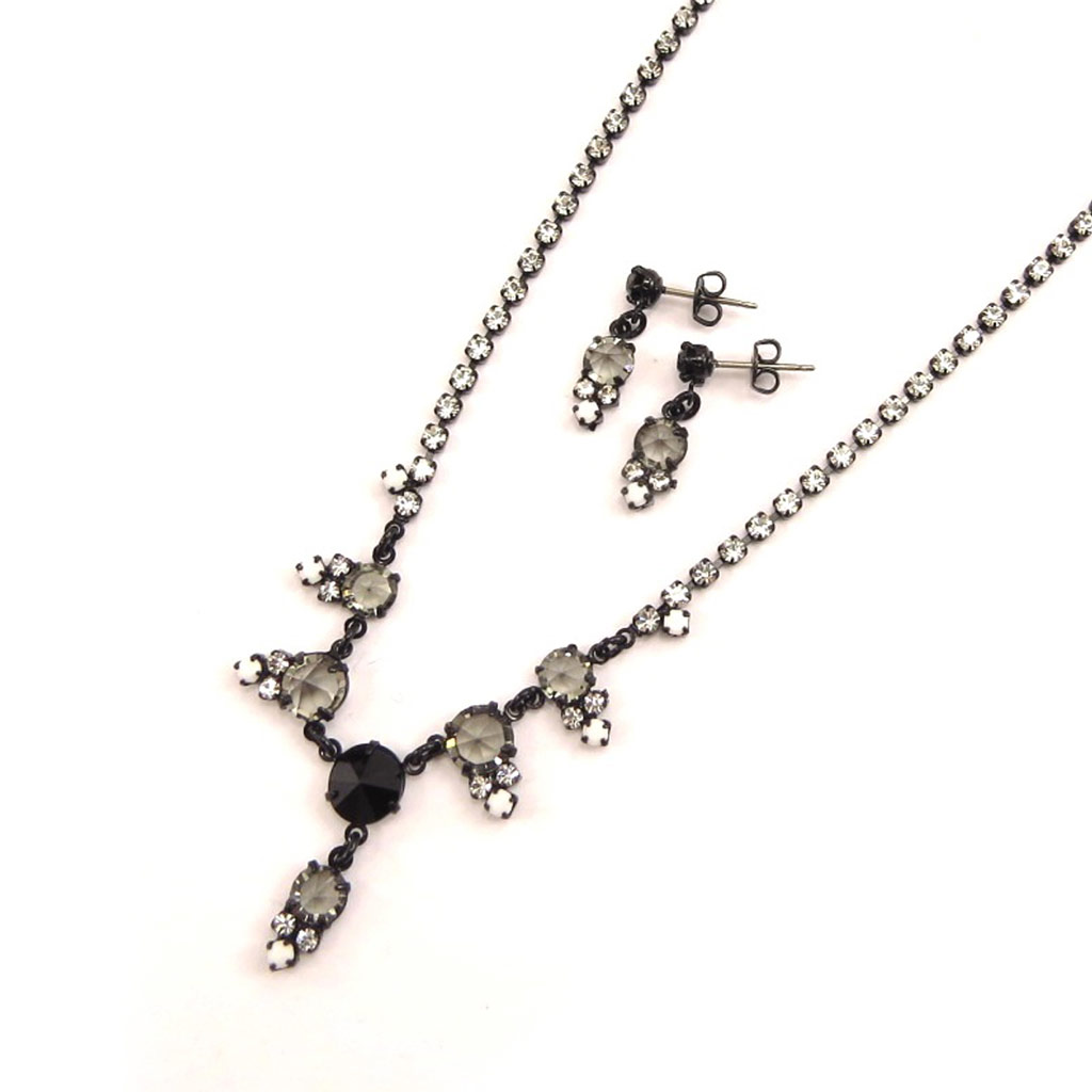 Parure créateur \'Sissi\' gris noir - [K7244]