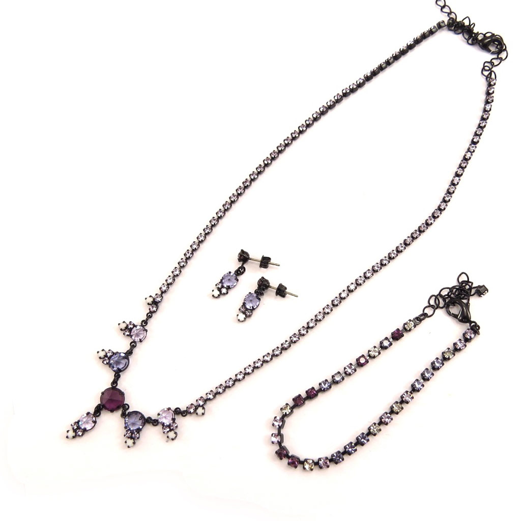 Parure créateur \'Sissi\' violet (3 pièces) - [K7250]
