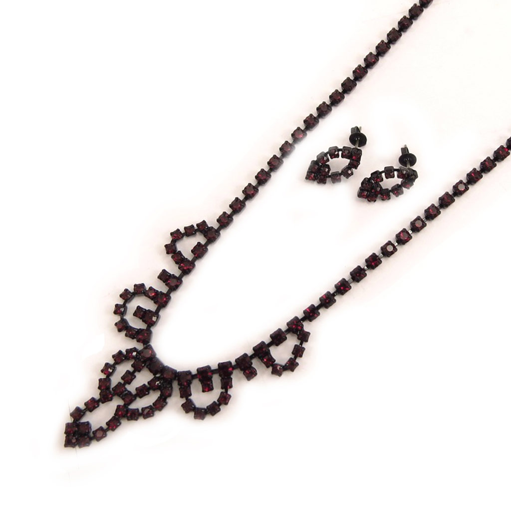 Parure créateur \'Sissi\' rouge  - [K7255]