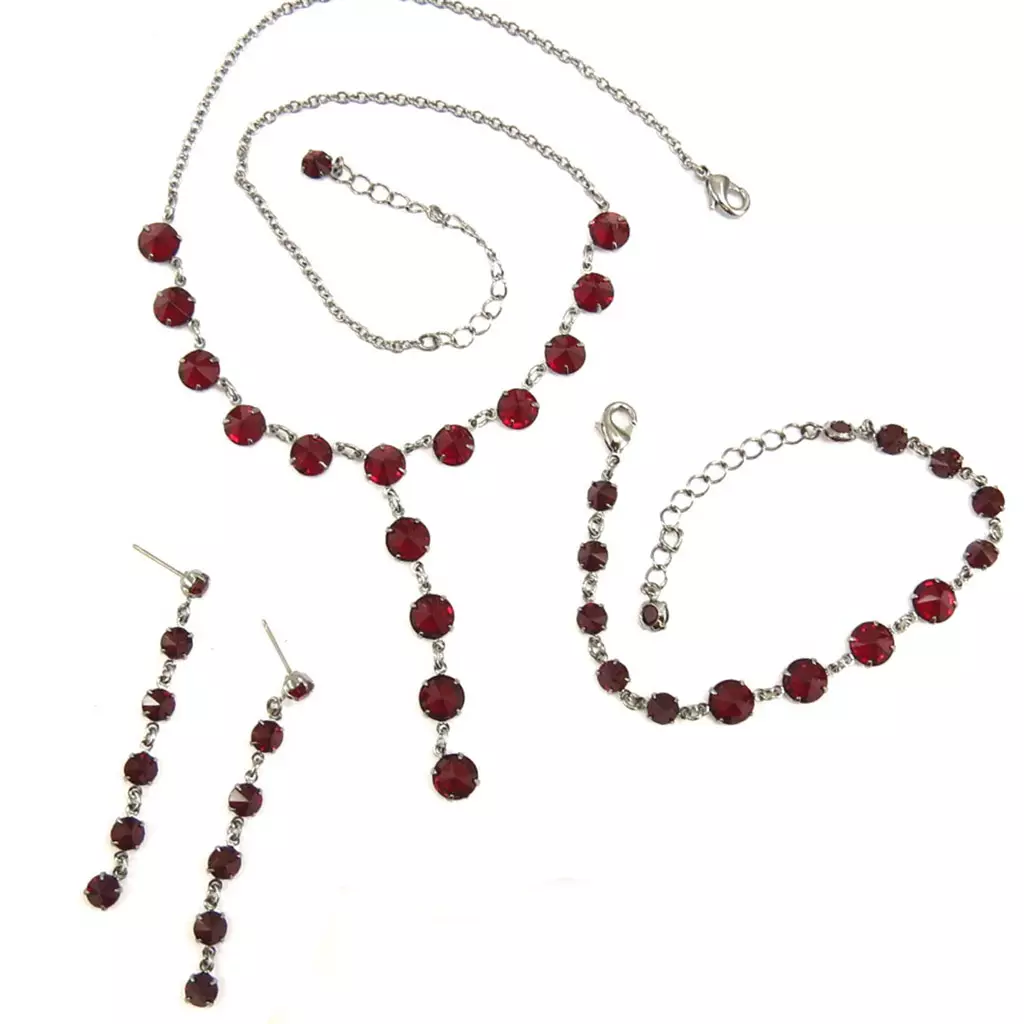 les trésors de lily Parure créateur 'Sissi' rouge (3 pièces) [K7257]