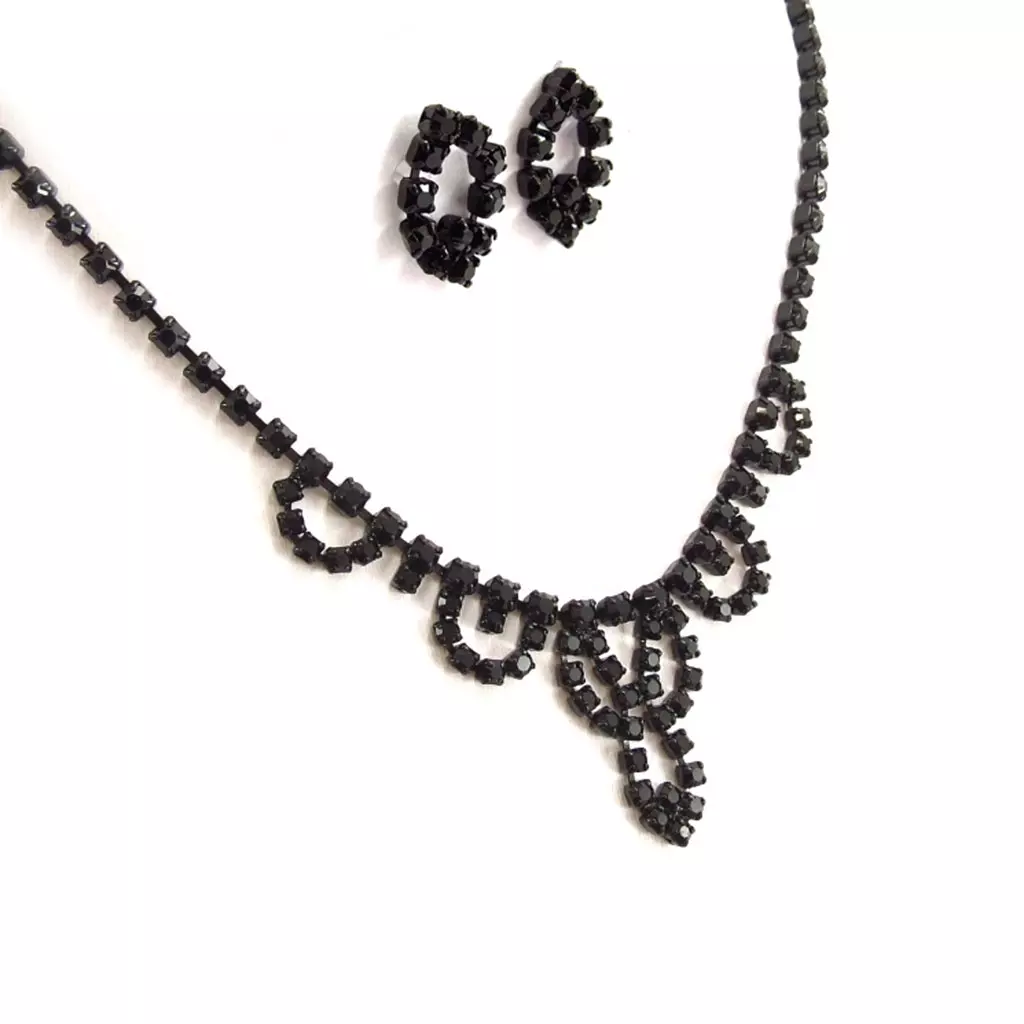 les trésors de lily Parure créateur 'Sissi' noir [K7259]