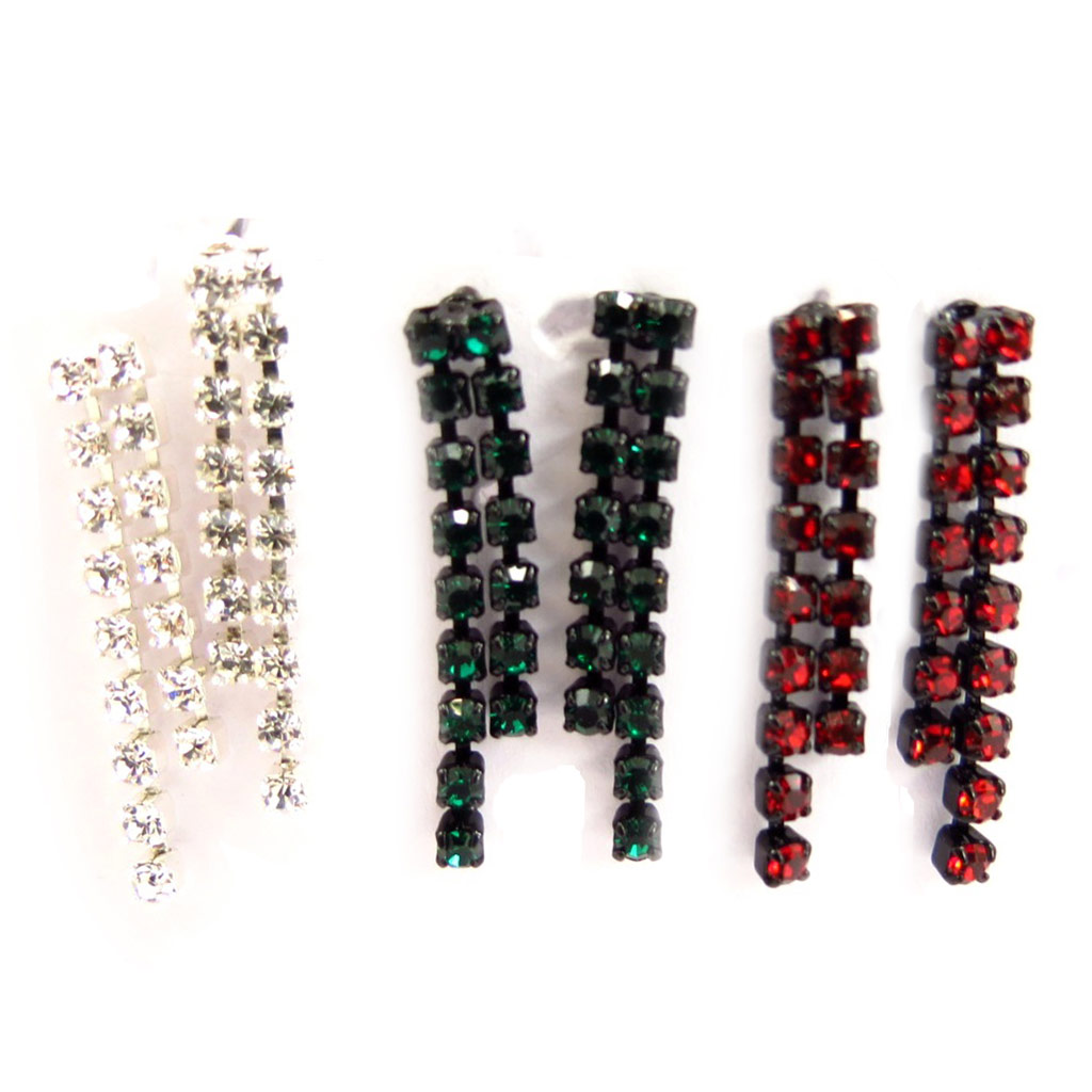 3 paires de boucles Créateur \'Sissi\' blanc vert rouge - [K7267]
