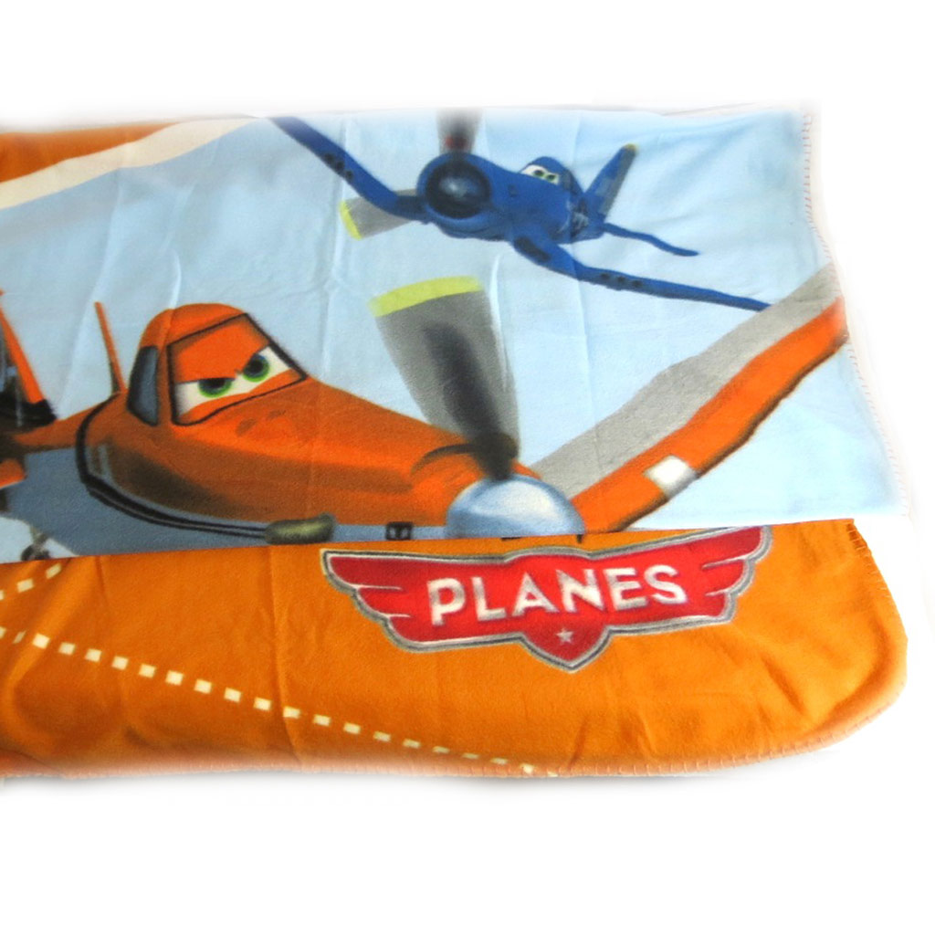 Plaid Polaire \'Planes\' bleu orange - [K8657]