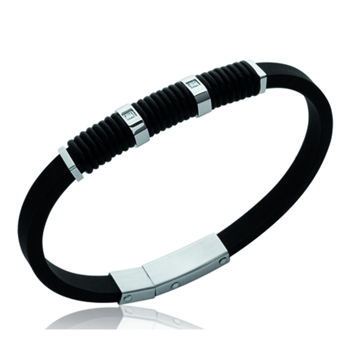 Bracelet silicone \'Coloriage\' noir - 8 mm - [K9358]