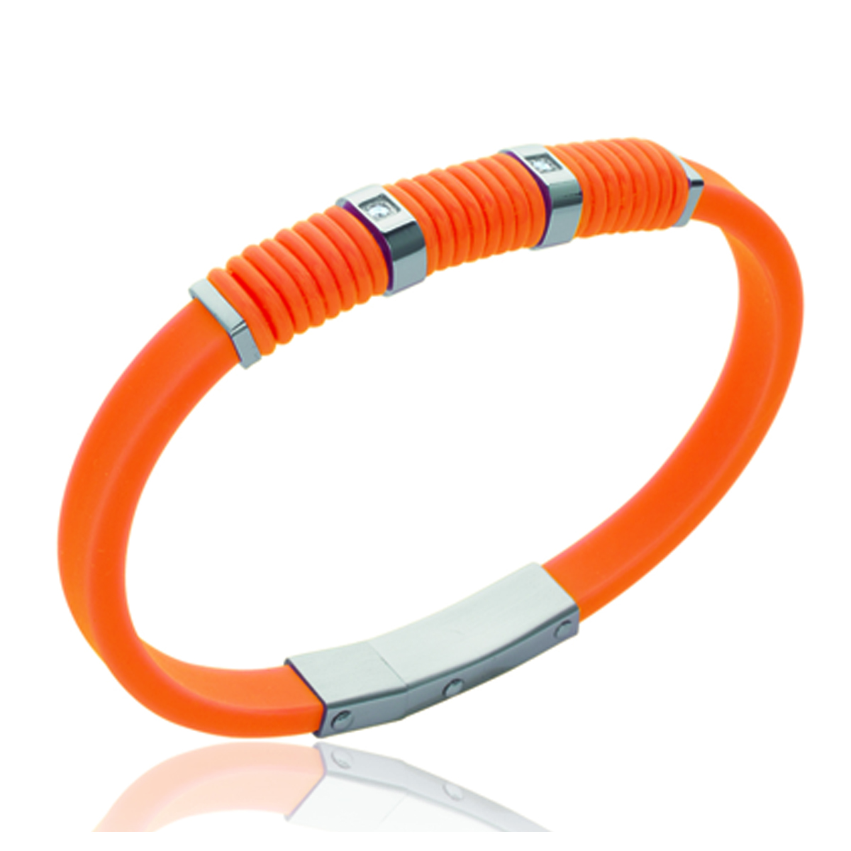 Bracelet silicone \'Coloriage\' orange - 8 mm - [K9361]