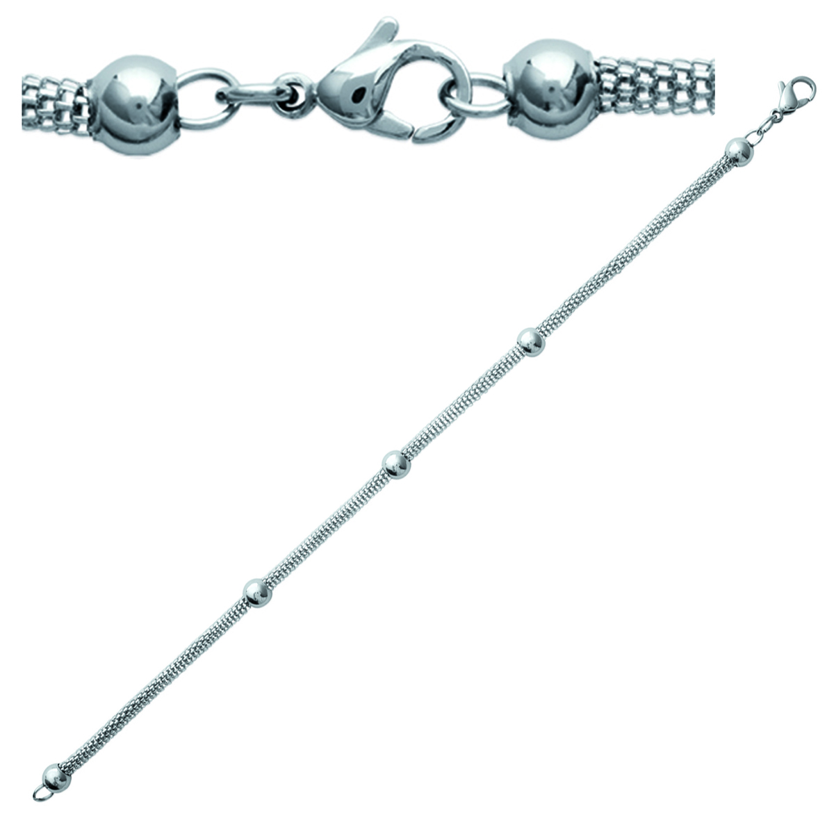 Bracelet Acier \'Chorégraphie\' Argenté  - 19 cm 3 mm - [K9368]