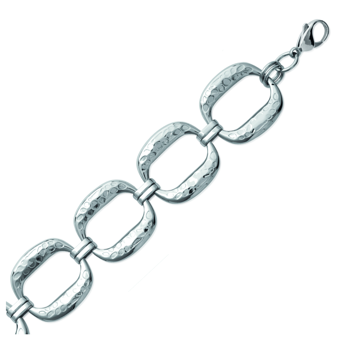 Bracelet Acier \'Chorégraphie\' argenté martelé - 28 mm - [K9377]