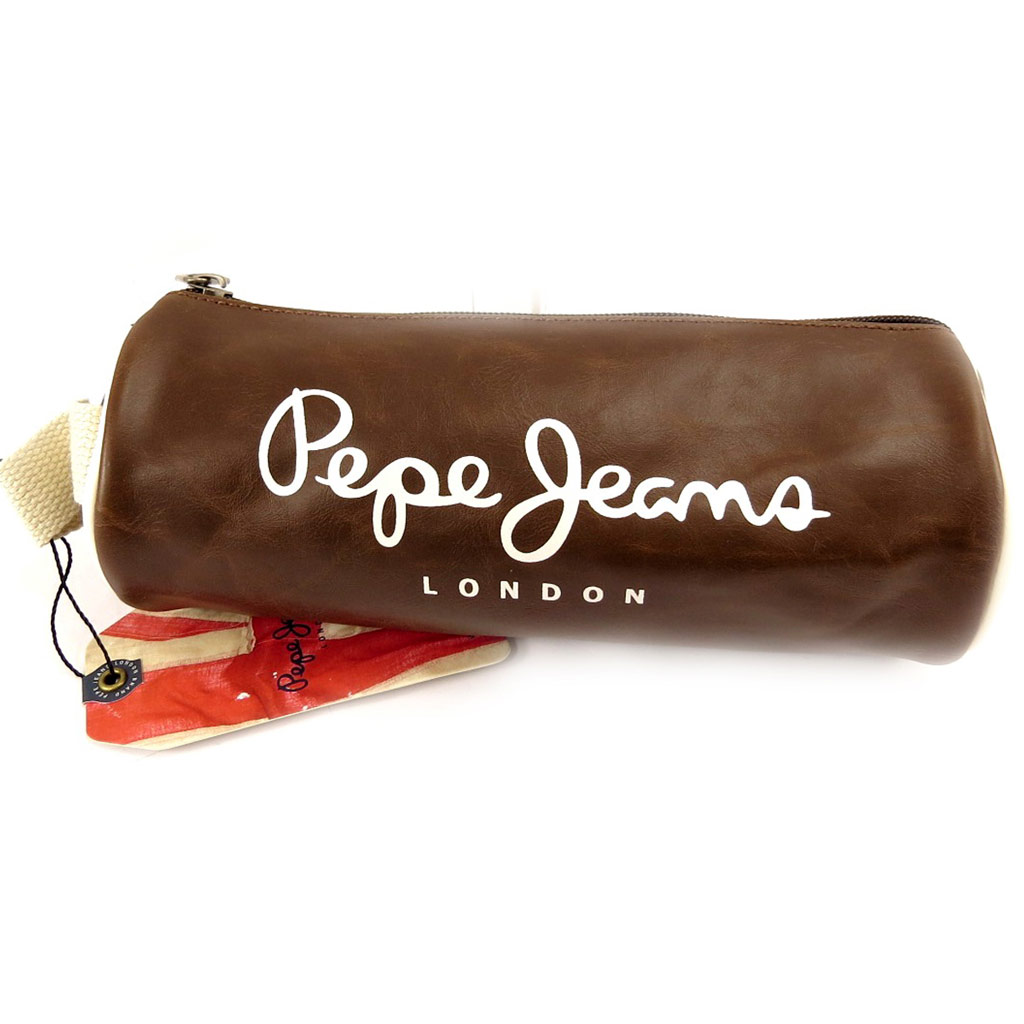 Trousse tube \'Pepe Jeans\' marron - [L0347]
