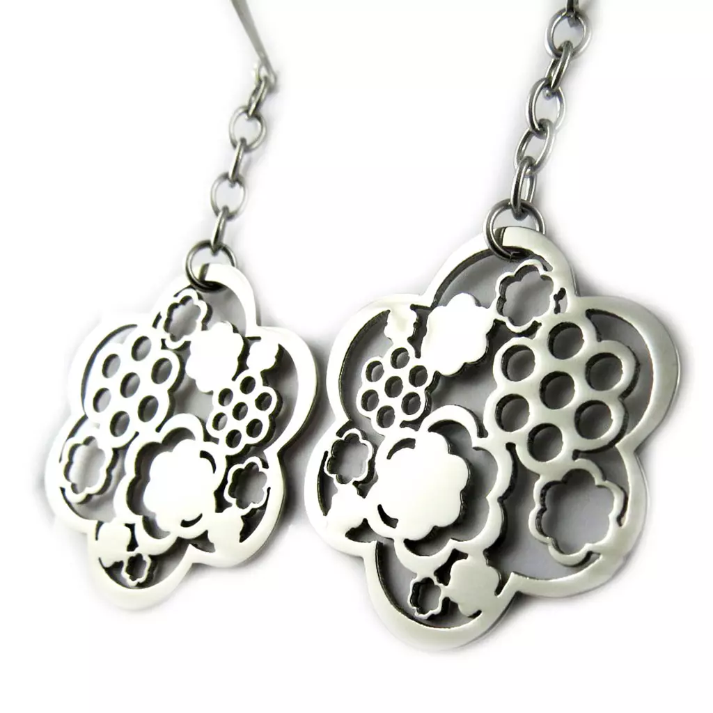 les trésors de lily Boucles acier 'Flora' argenté [L0382]