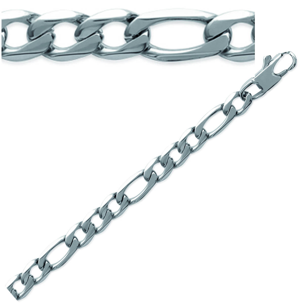 Collier acier  \'Maille Figaro\' argenté - 70 cm 6 mm - [L0495]
