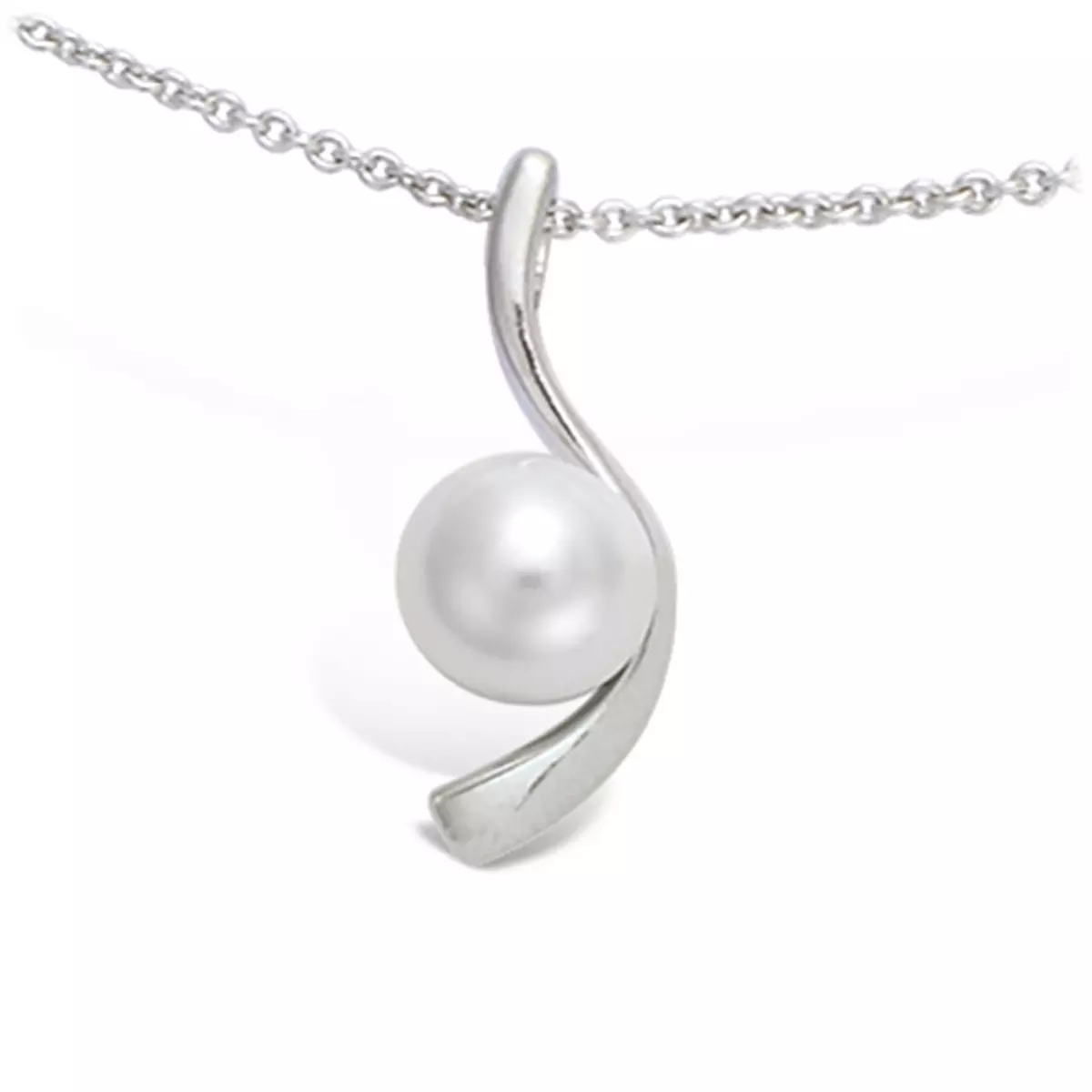 les trésors de lily Pendentif Argent 'Perla' blanc argenté (rhodié) 23x8 mm [L1797]