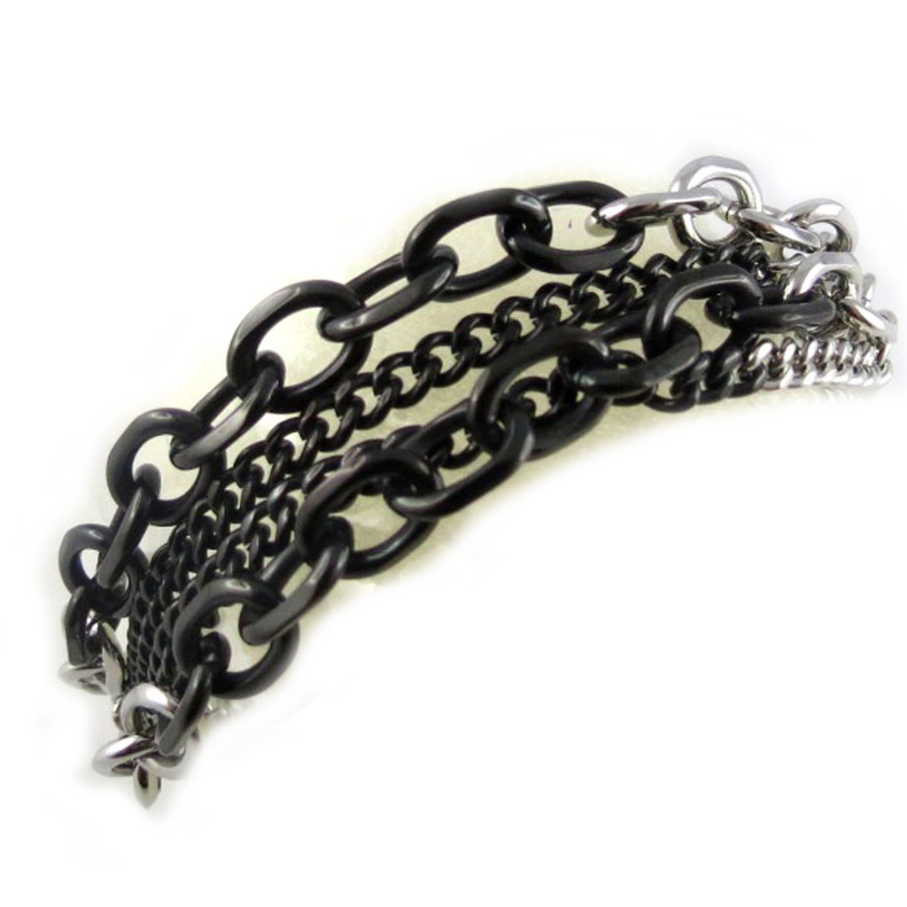 Bracelet acier \'Calypso\' noir argenté - [L1912]