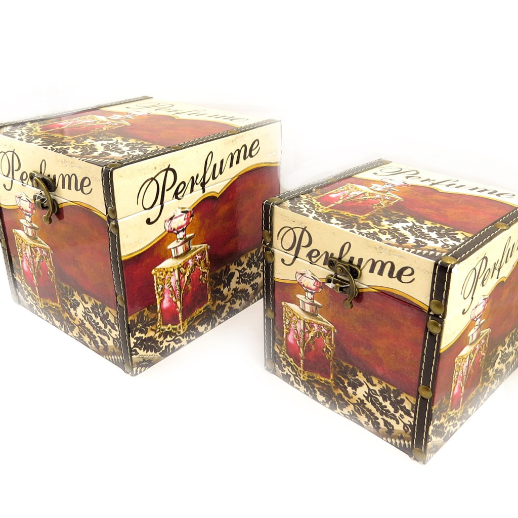 Set de 2 malles Coffres à jouets \'Belle Epoque\' marron beige - [L1952]