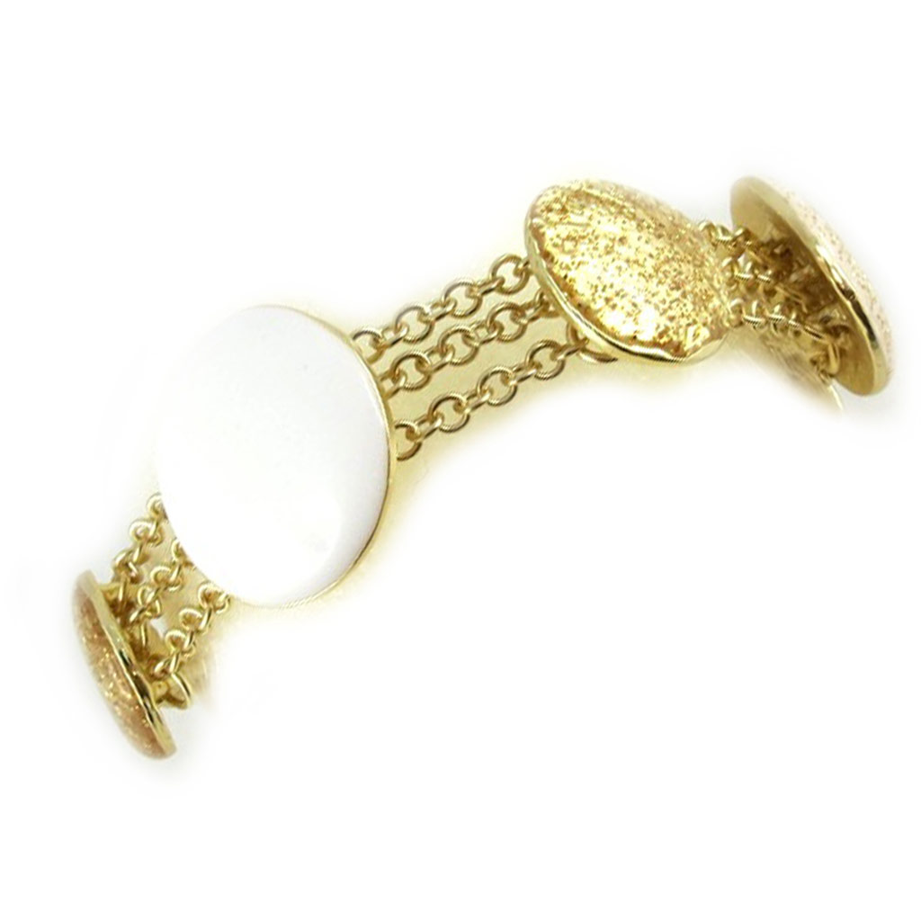 Bracelet Créateur \'Nora\' blanc doré  - [L2439]