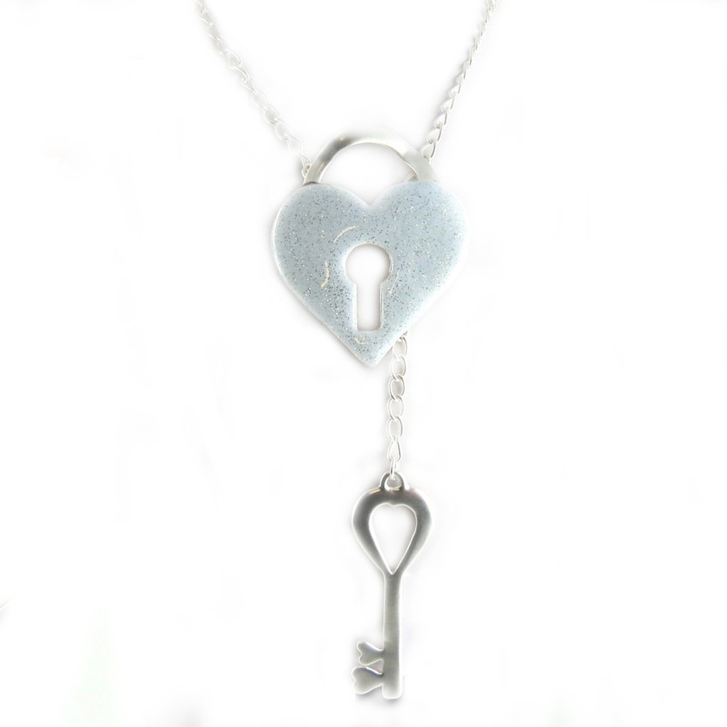 Sautoir Créateur \'Love\' blanc argenté - [L2603]