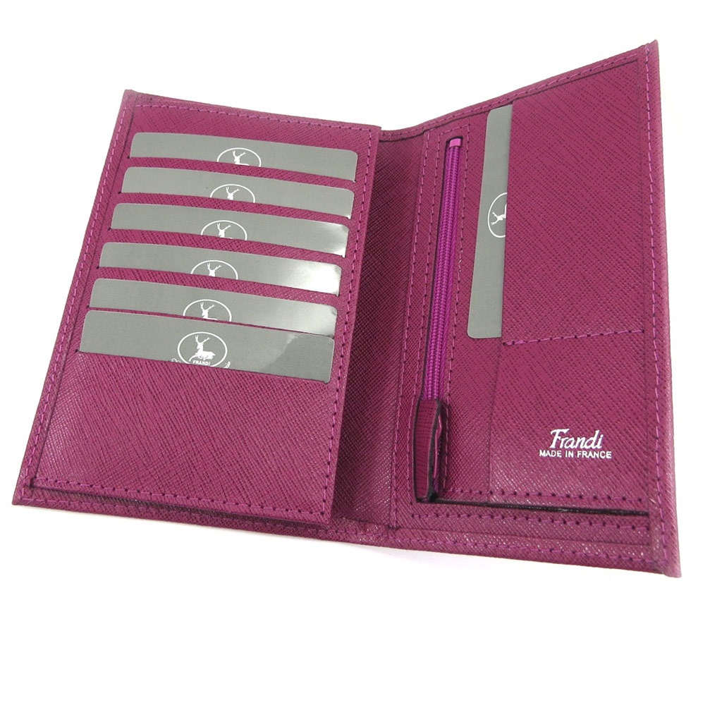 Portefeuille Cuir \'Frandi\' violet (cartes +) - [L3439]