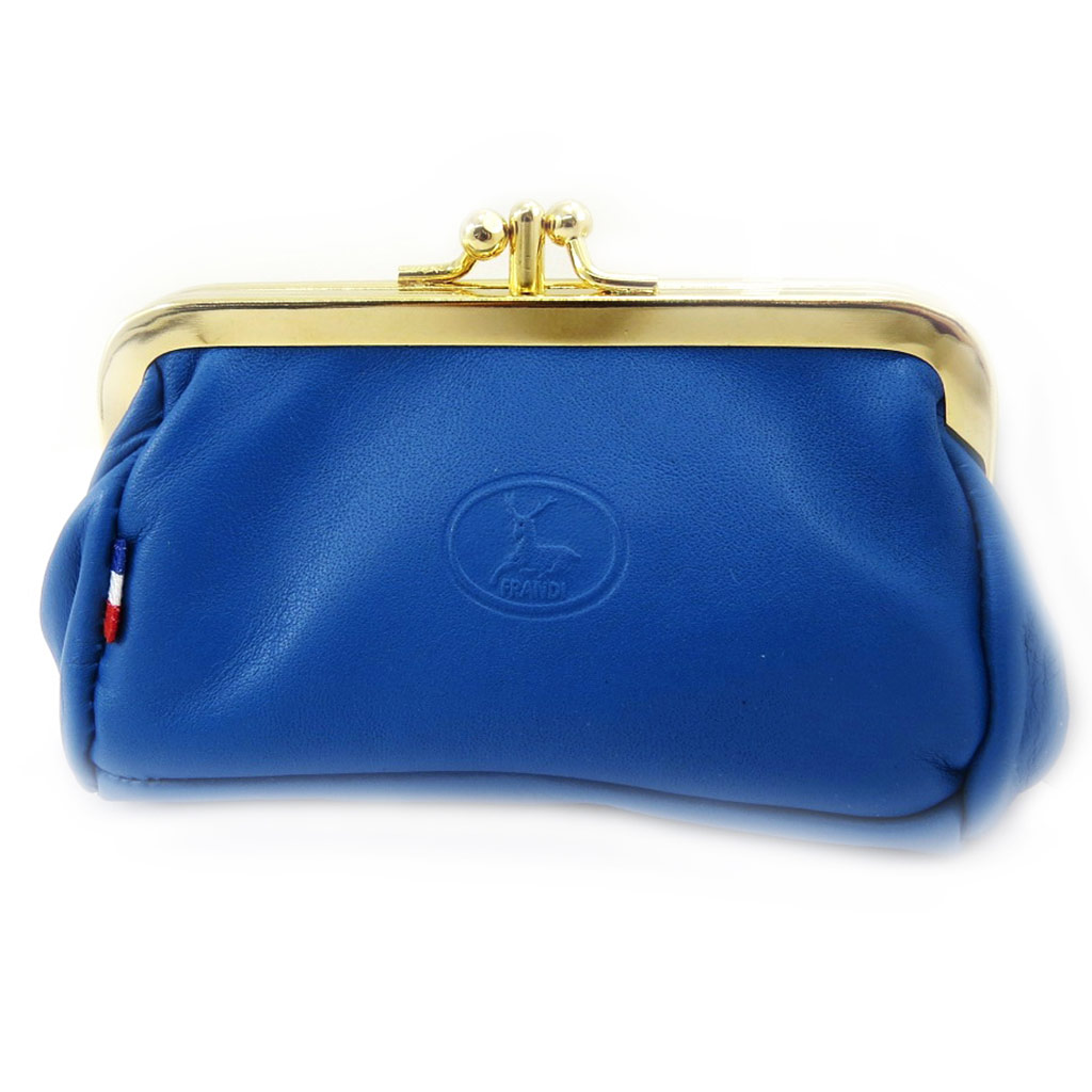 Porte-monnaie Cuir \'Frandi\' bleu - [L3765]