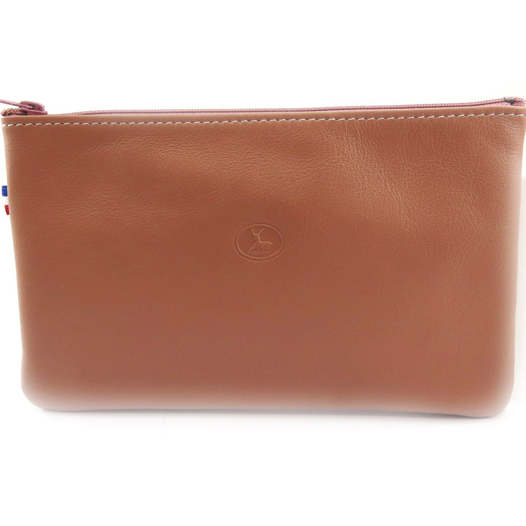 Trousse à maquillage Cuir \'Frandi\' vieux rose - [L3780]