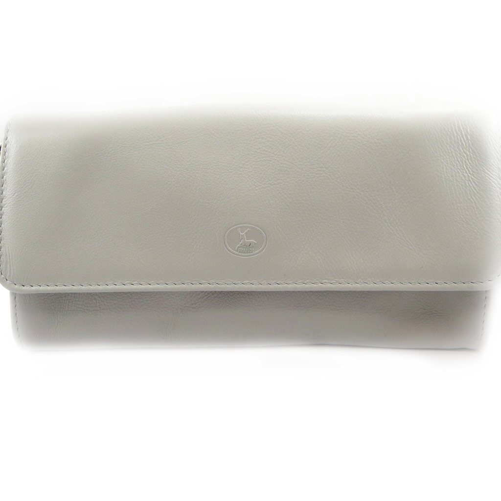 Sac pochette cuir \'Frandi\' gris (2 soufflets) - [L3785]