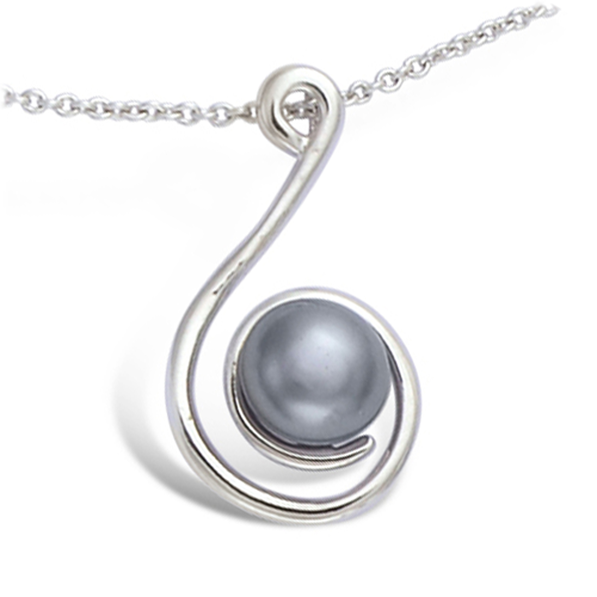 Pendentif Argent \'Perla\' gris argenté (rhodié) - 25x15 mm - [L4642]