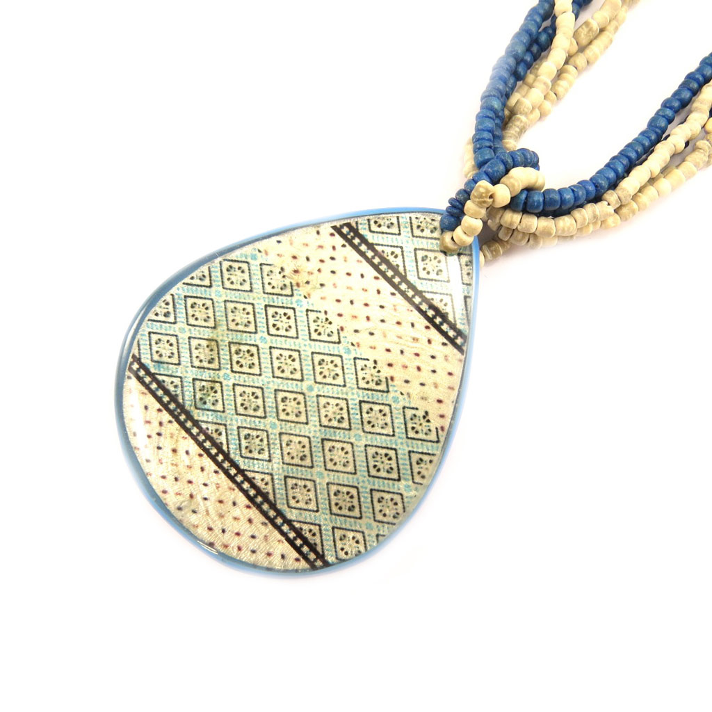Collier \'Kilimanjaro\' bleu beige - [L5156]