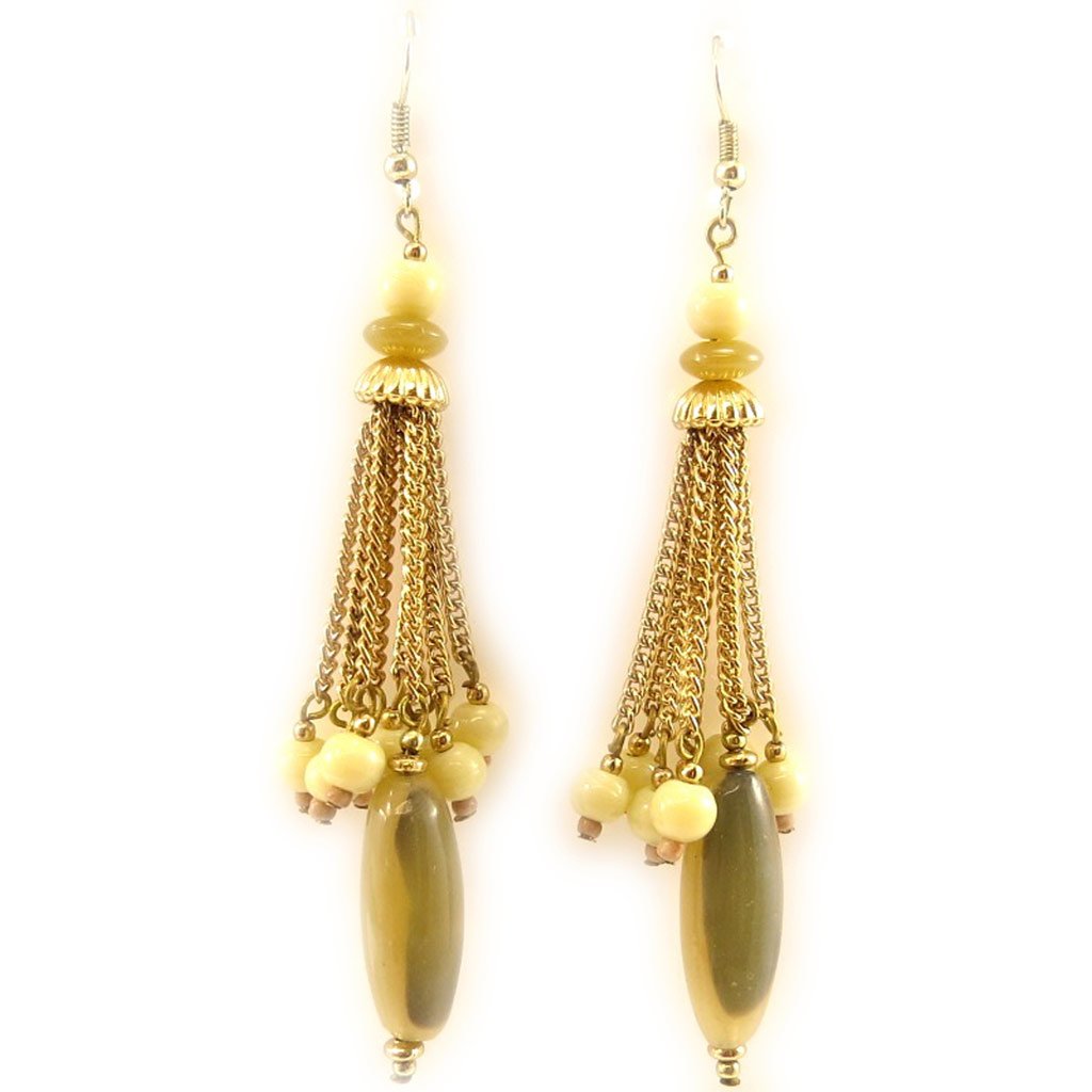 Boucles Créateur \'Kilimanjaro\' vert doré - [L5216]