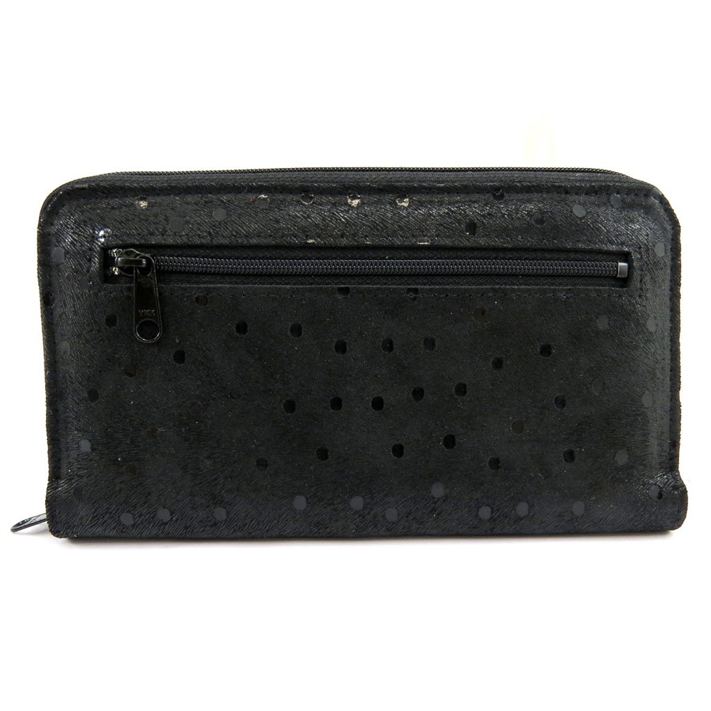Compagnon Cuir zippé \'Frandi\' noir (petits pois) - [L5435]