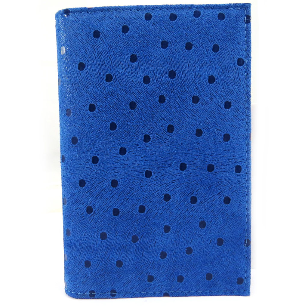 Porte Papiers de voiture Cuir \'Frandi\' bleu (petits pois) - [L5443]