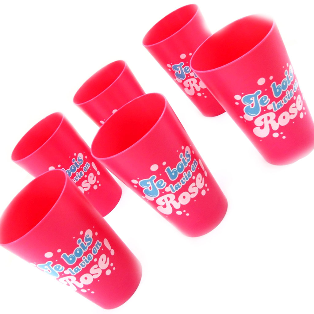 Set de 6 verres humoristiques \'La vie en Rose\' rose - 25 cl - [L5487]