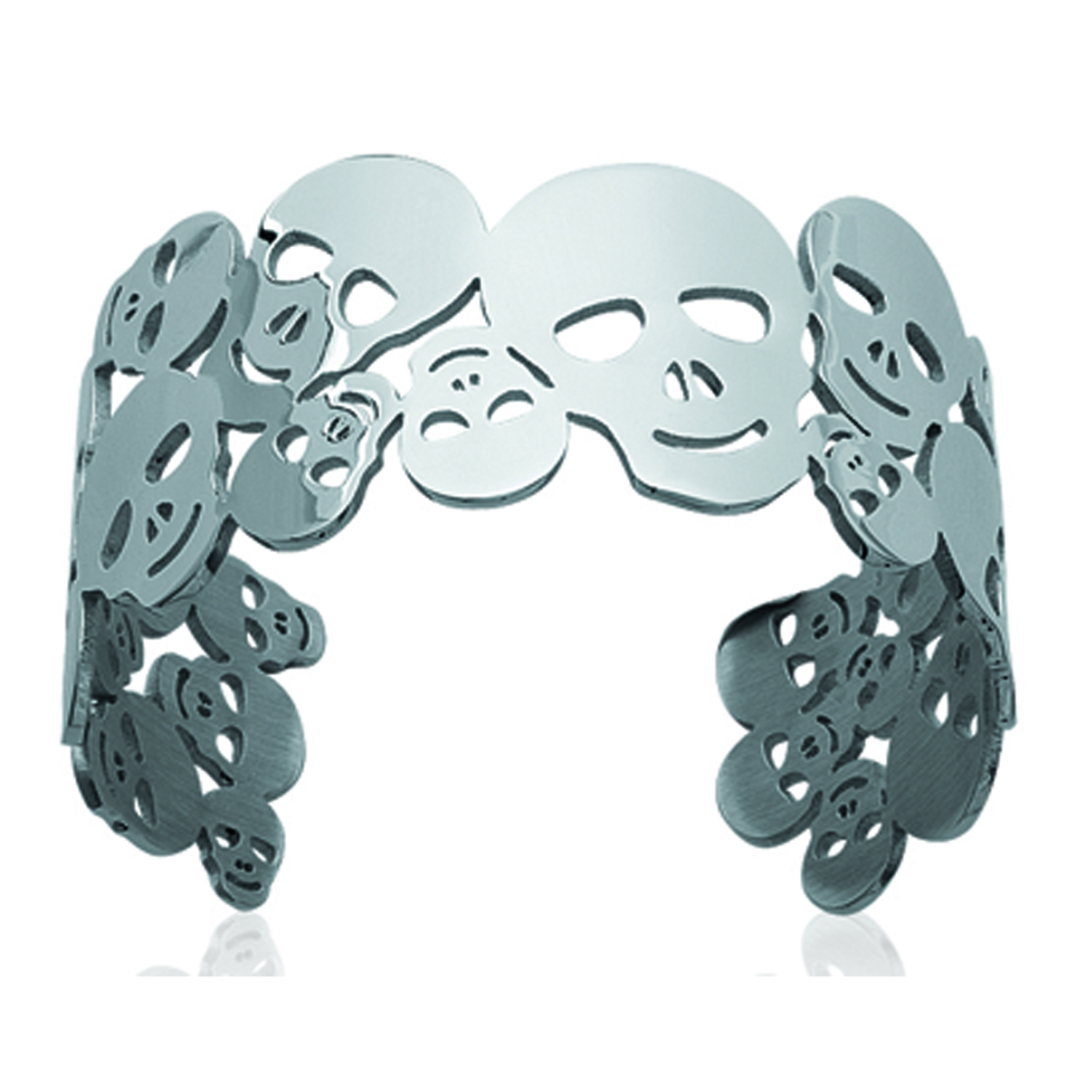 Bracelet Acier \'Tête de Mort\' argenté - 62 mm 30 mm - [L5645]
