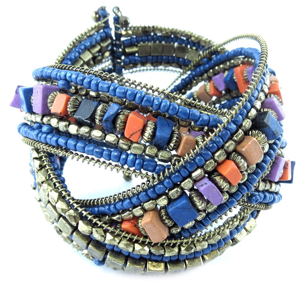 Bracelet créateur \'Katmandou\' bleu - [L5794]