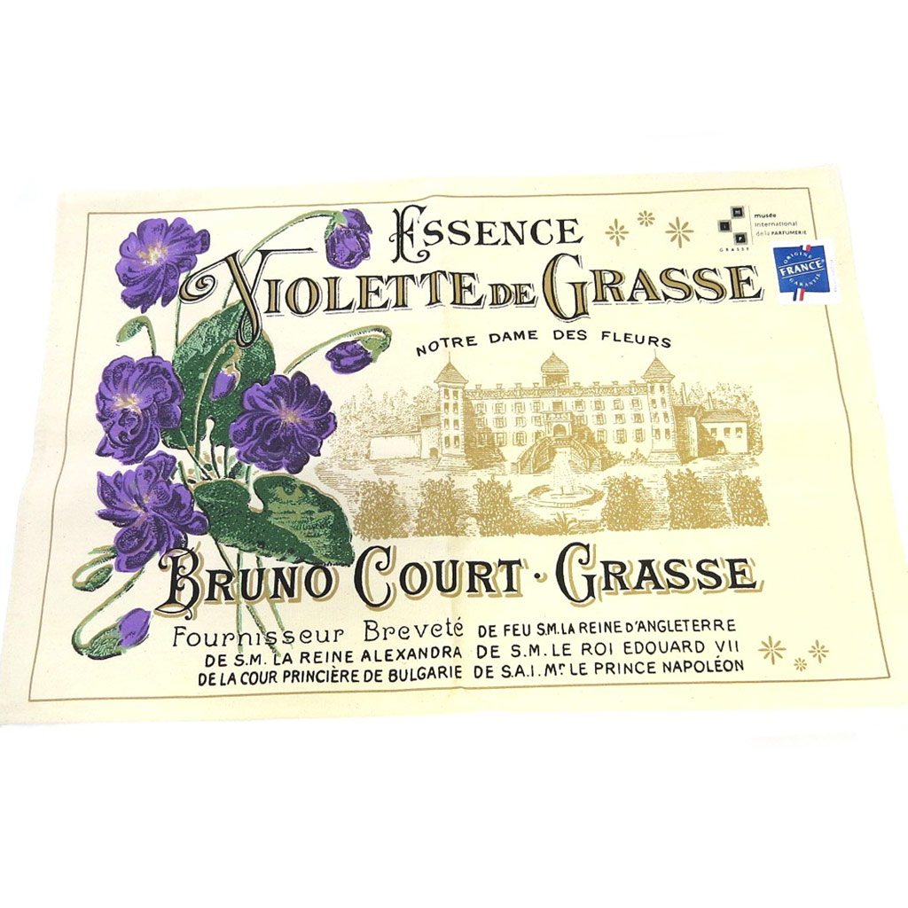Torchon créateur \'Violette de Grasse\' beige violet - [L5902]
