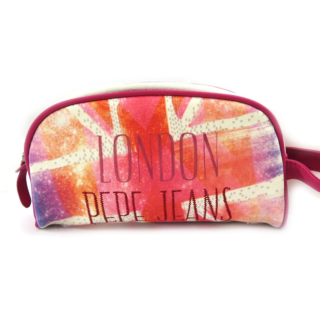 Trousse à maquillage \'Pepe Jeans\' union jack rose rouge - [L6583]