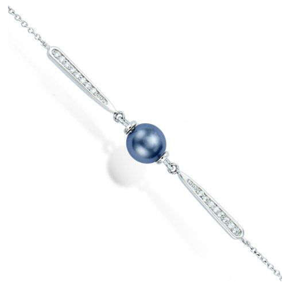Bracelet Argent \'Sissi\' gris blanc argenté (rhodié) - 8 mm - [L7202]