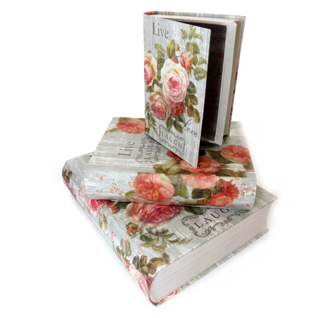 Trio de boites de rangement \'Jardin Botanique\' gris rose - [L7289]