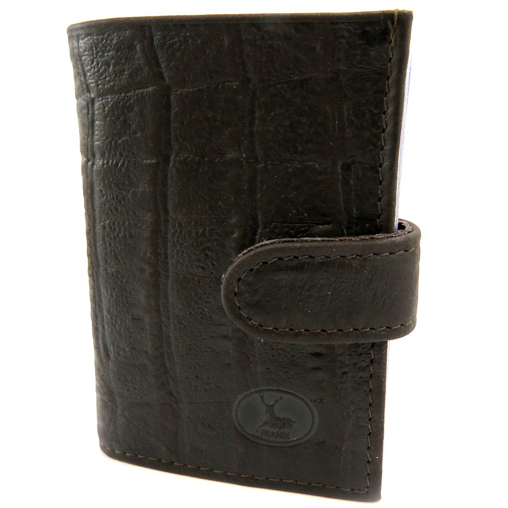 Porte-cartes Cuir \'Frandi\' marron croco - [L7353]