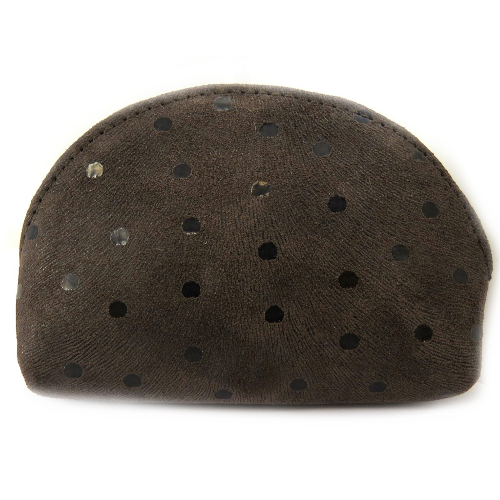 Porte-monnaie Cuir \'Frandi\' marron (petits pois) - [L7368]